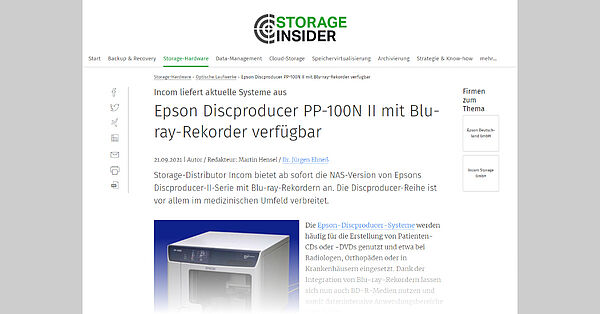 [Translate to English:] storage-insider.de vom 21.09.2021