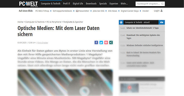 Optische Medien: Mit dem Laser Daten sichern