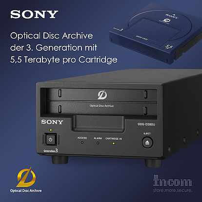 Sony Optical Disc Archive der 3. Generation mit 5,5 Terabyte pro Cartridge