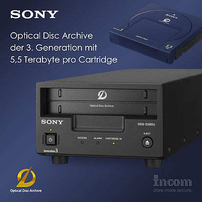 Sony Optical Disc Archiv 3rd generation with 5.5 Terabyte per cartridge