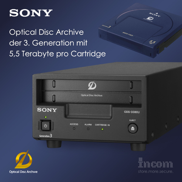 Sony Optical Disc Archiv 3rd generation with 5.5 Terabyte per cartridge